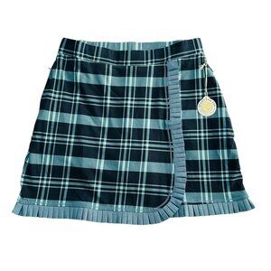 Spartina 449 Women's Sz L Clara Plaid Jersey Knit Faux Wrap Bluestone Skort NEW